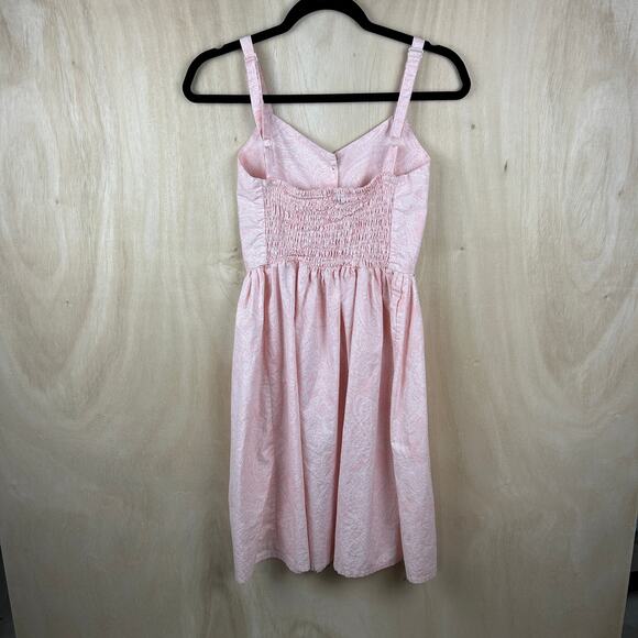 Zara Basics Pink Paisley Babydoll Dress S Button Down Flowy Style - Picture 5 of 8